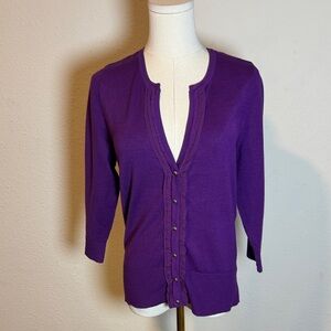 White House Black Market Purple Cardigan Sweater size Medium